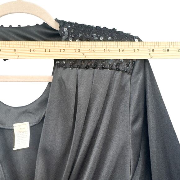 VTG 80s Black Jumpsuit Women 9/10 Sequin Disco Witchy Goth Party NYE Glam Goddes - Picture 7 of 16